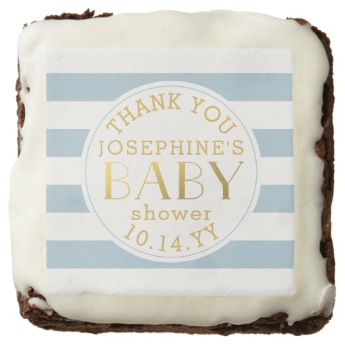 Blue White Stripe Baby Boy Shower Brownie
