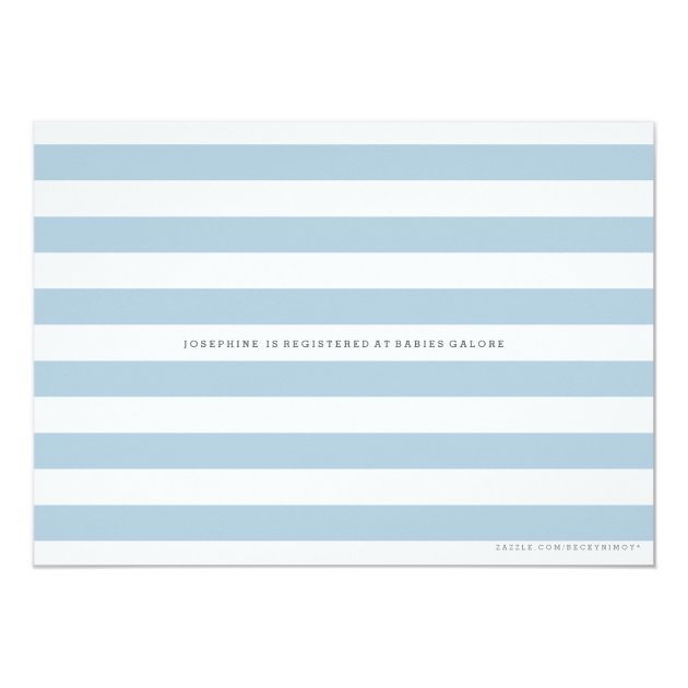 Blue & White Stripe Baby Boy Shower Gold Accents Invitation