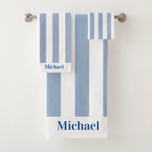 Blue  White Stripe  Bathroom Towel Sets