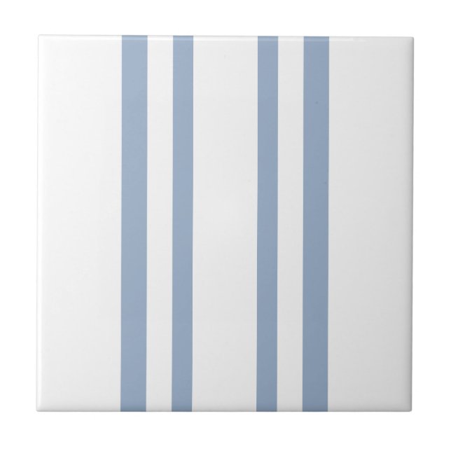 Blue & White Stripe Ceramic Tile (Front)