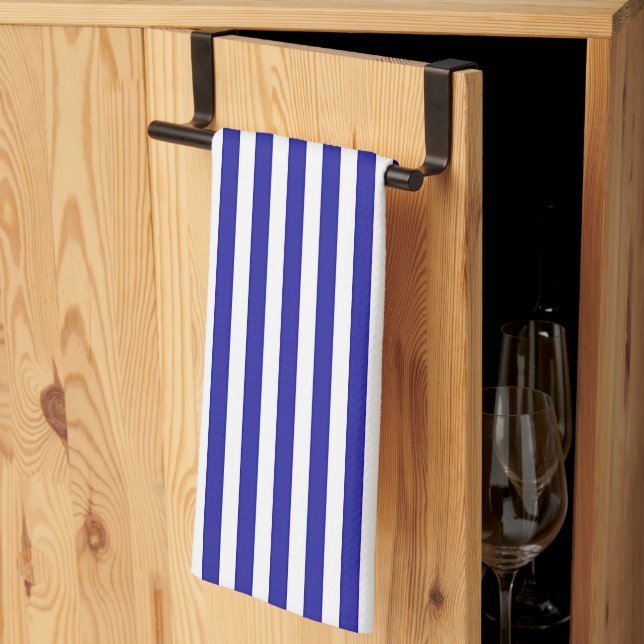 Blue White Stripe Chef  Kitchen Towel (Thirds Fold)