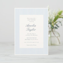 Blue White Stripe Classic Elegant Baby Shower