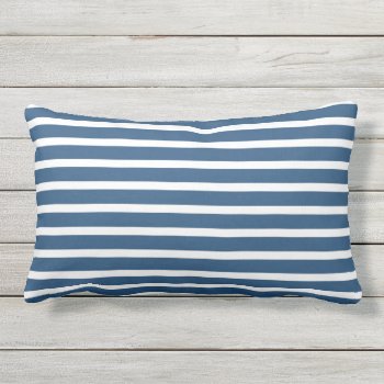Blue White Stripe Classic Nautical Design Lumbar Pillow by EveStock at Zazzle