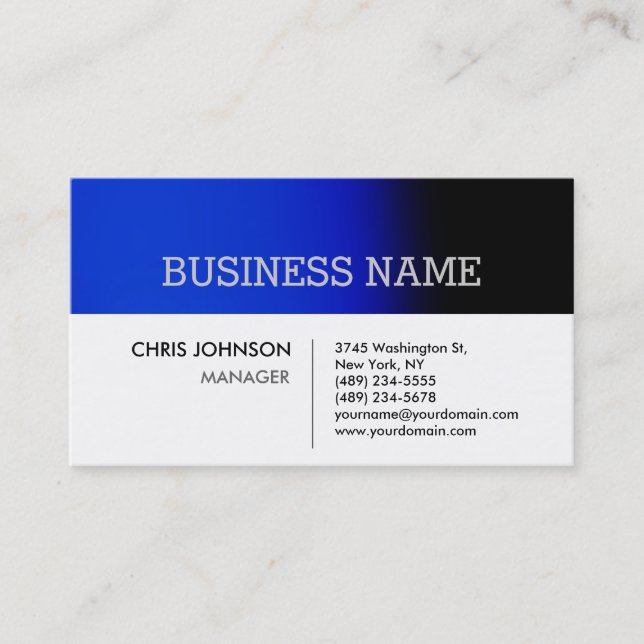 Blue White Stripe Contemporary Business Card (Front)