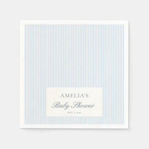 Blue White Stripe Custom Classic Baby Shower Napkins
