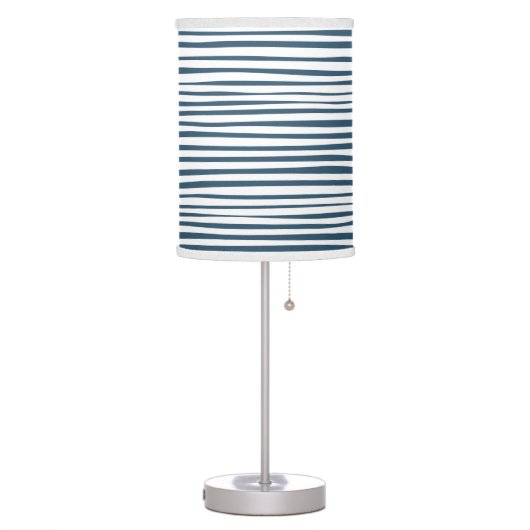 Blue White Stripe Custom Table Lamp (Left)