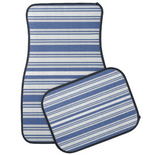 Blue & White Stripe Floor Car Mats