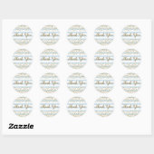 Blue White Stripe Gold Confetti Party Thank You Classic Round Sticker (Sheet)