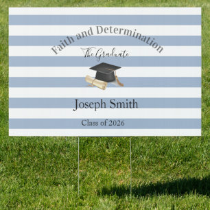 Blue White Stripe Graduation 2026  Yard Sign 