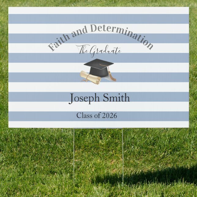 Blue White Stripe Graduation 2026  Yard Sign  (Insitu)