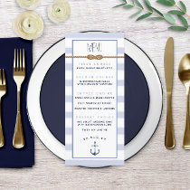 Blue White Stripe ♾ Infinity Knot Nautical Wedding Menu
