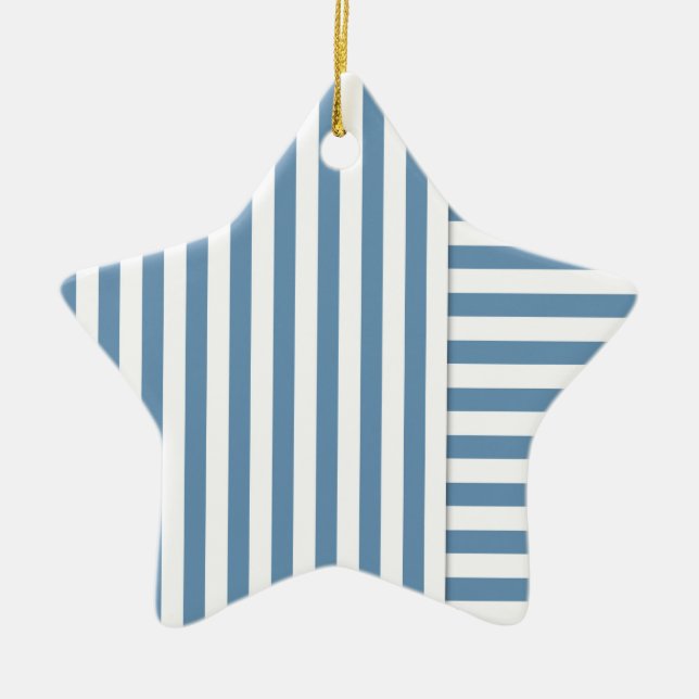 blue white stripe pattern ceramic ornament (Front)