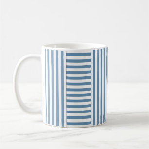 blue white stripe pattern coffee mug