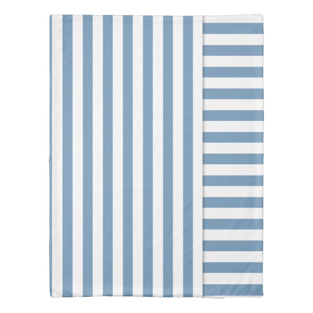 blue white stripe pattern duvet cover (Back)