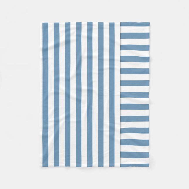 blue white stripe pattern fleece blanket (Front)