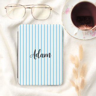 Blue White Stripe Script Name Personalized Kindle Cover