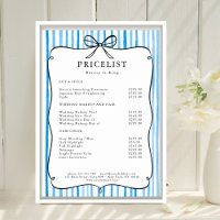 Blue White Stripe Vintage Bow Price List