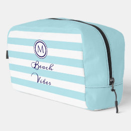 Blue & White Striped Beach Vibes Monogrammed Dopp Kit