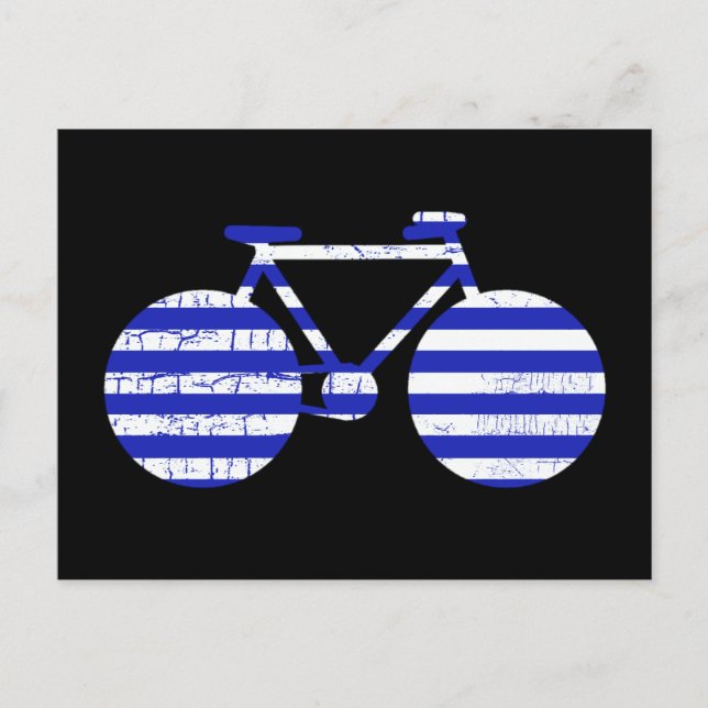 blue & white striped bicycle postcard (Front)