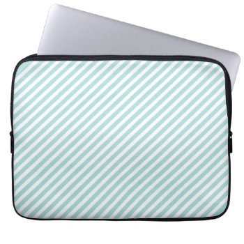 Blue & White Striped Laptop Sleeve by EnduringMoments at Zazzle
