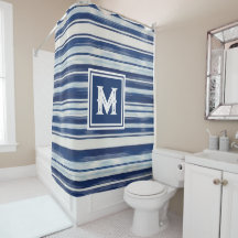 Blue & White Striped Monogram