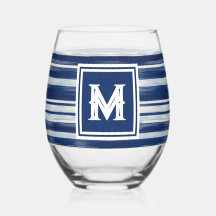 Blue & White Striped Monogram