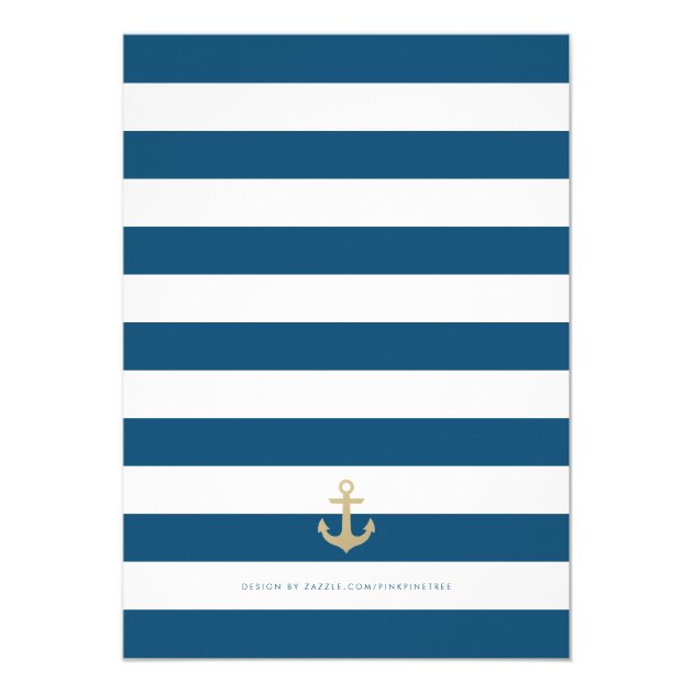 Blue White Striped Nautical Wedding Invitation