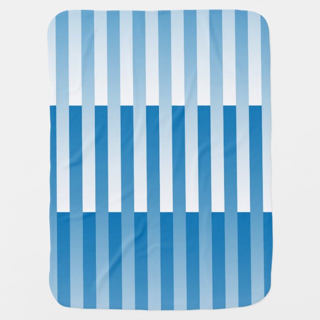 Blue White Striped Pattern Baby Blanket (Front)
