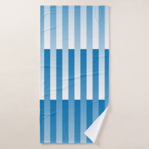 Blue White Striped Pattern Bath Towel