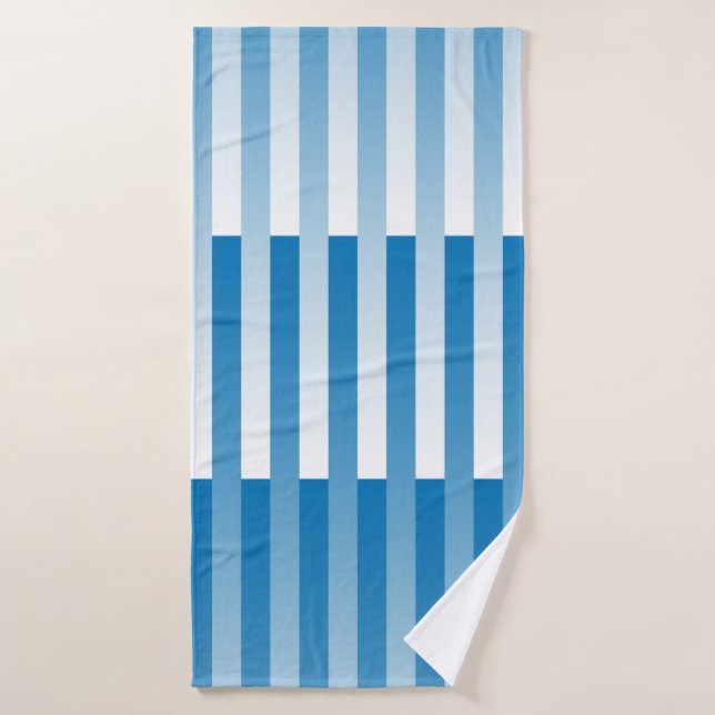 Blue White Striped Pattern Bath Towel (Bath Towel)