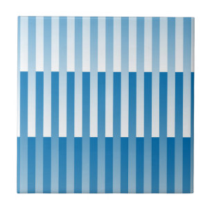 Blue White Striped Pattern Ceramic Tile