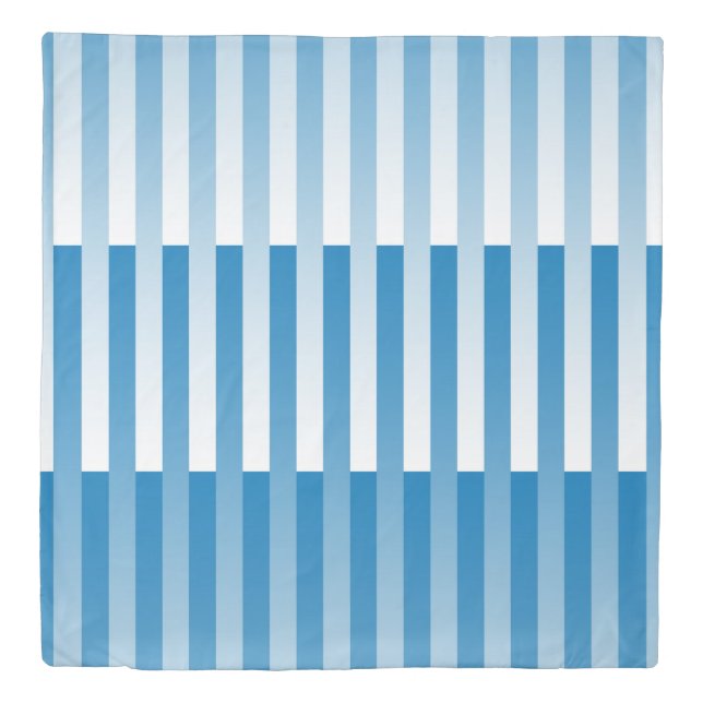 Blue White Striped Pattern Duvet Cover (Front)