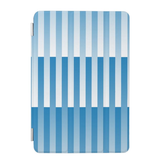 Blue White Striped Pattern iPad Mini Cover (Front)