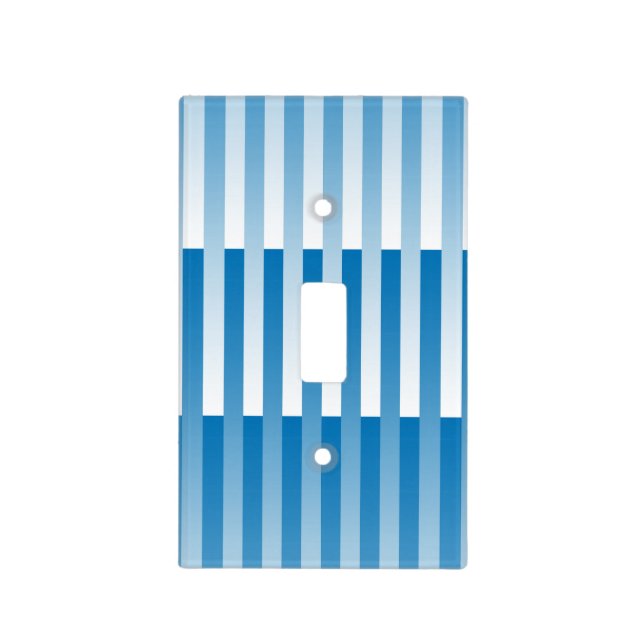 Blue White Striped Pattern Light Switch Cover (Front)
