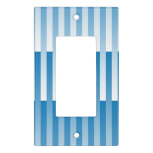 Blue White Striped Pattern Light Switch Cover