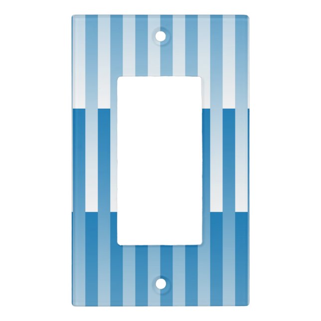 Blue White Striped Pattern Light Switch Cover (Front)