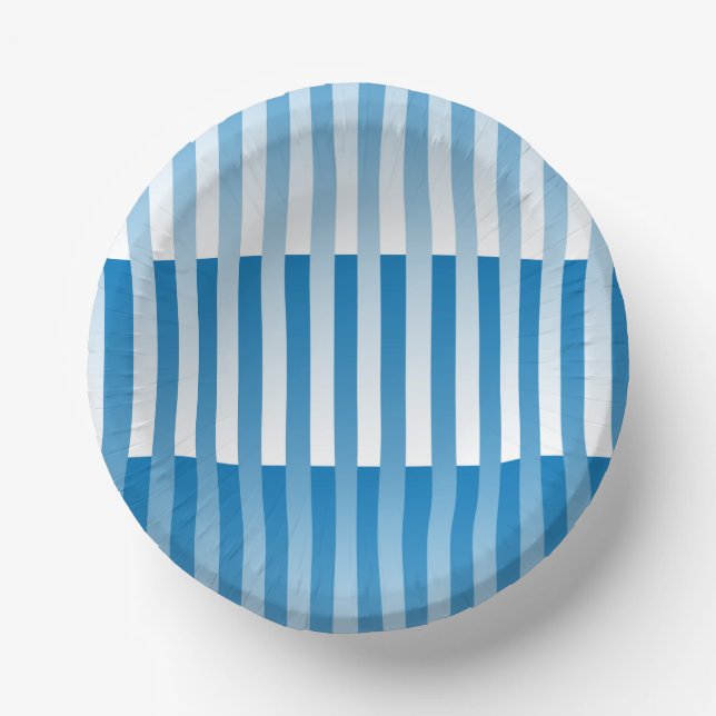 Blue White Striped Pattern Paper Bowls (Front)