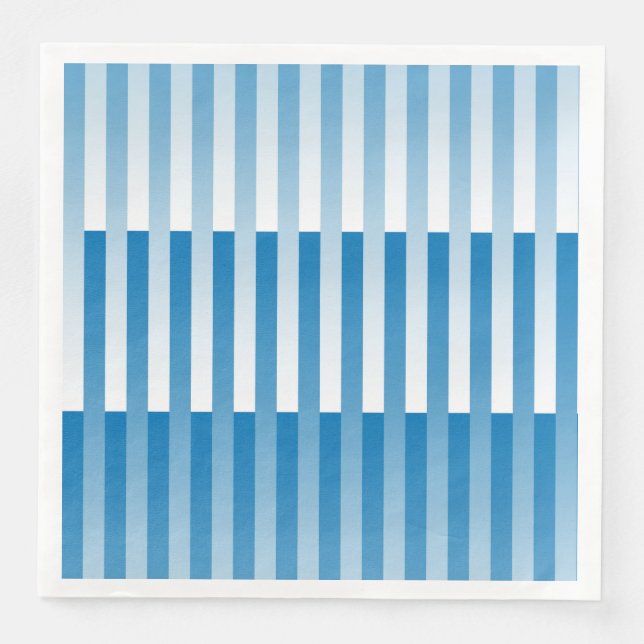 Blue White Striped Pattern Paper Dinner Napkins (Front)