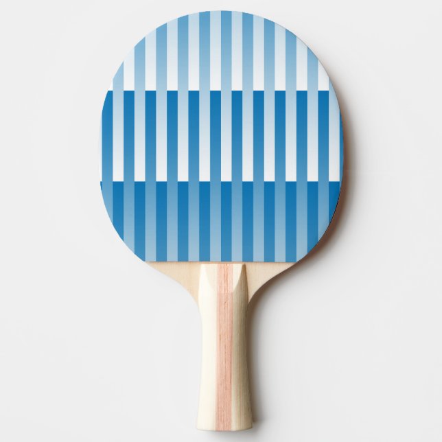 Blue White Striped Pattern Ping Pong Paddle (Front)