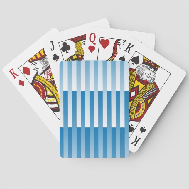 Blue White Striped Pattern Poker Cards (Back)