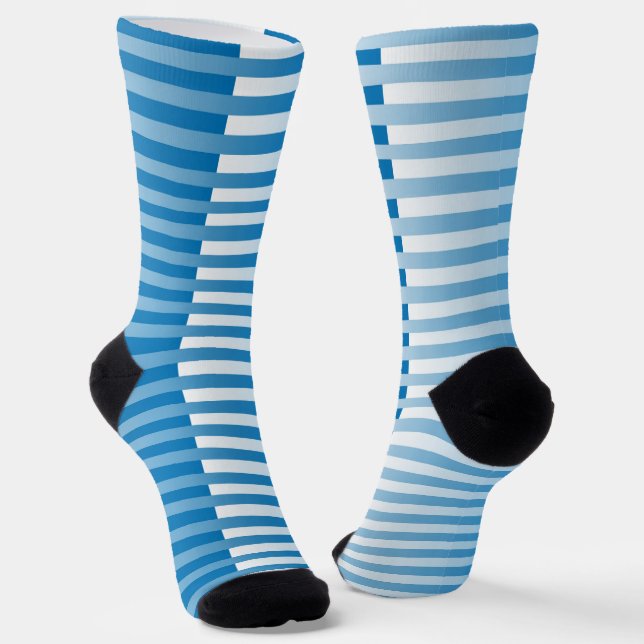 Blue White Striped Pattern Socks (Angled)