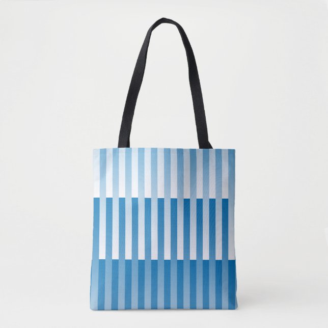 Blue White Striped Pattern Tote Bag (Front)