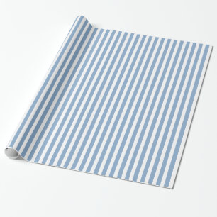 Blue & White Striped Pattern Wrapping Paper