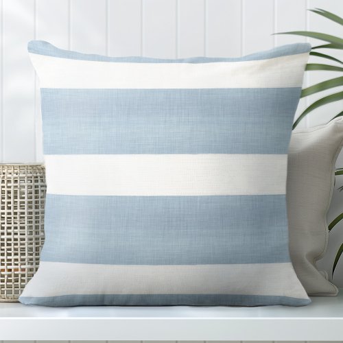 Blue  White Striped Pillow _ Block Stripes