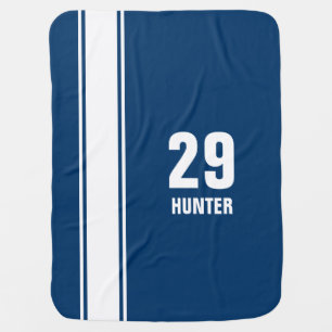 Blue & White Striped Sports Jersey Baby Blanket