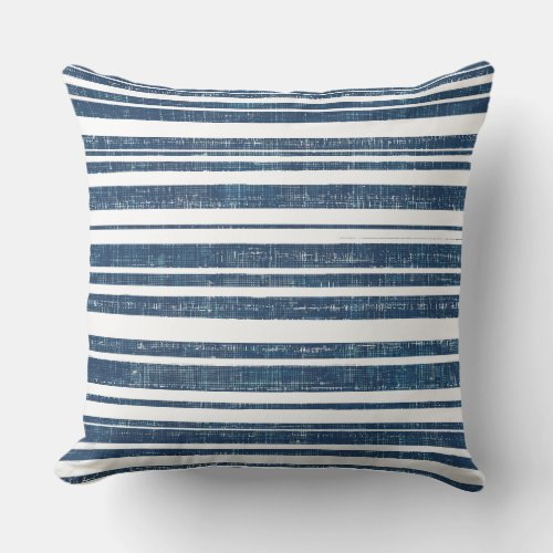 Blue White Striped Throw Pillow