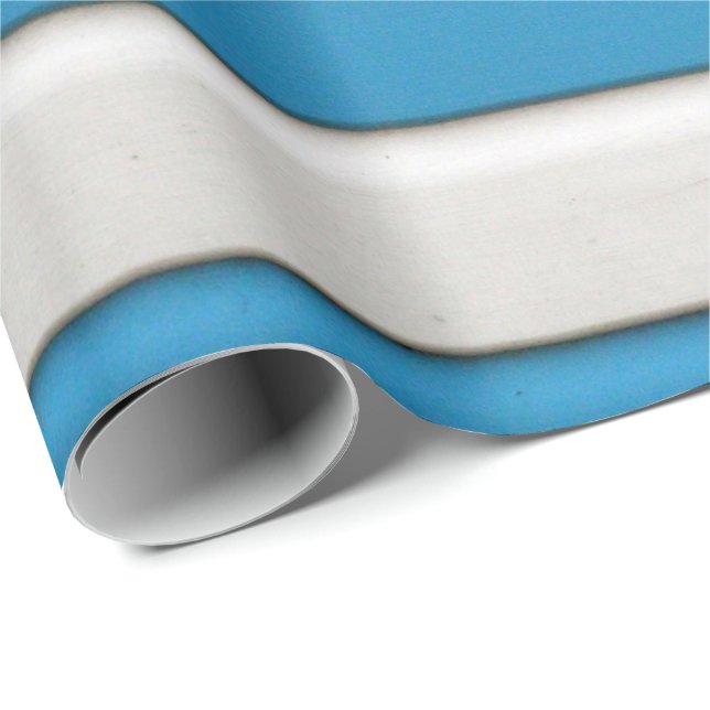 Blue White Striped Wooden Beach Hut Texture Wrapping Paper (Roll Corner)
