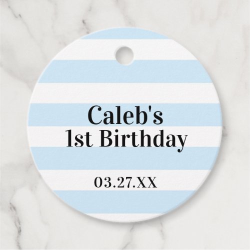 Blue  White Stripes 1st Birthday Baby Shower Favor Tags