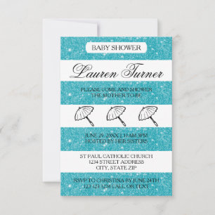 Blue & White Stripes - 3x5 Baby Shower Invitation