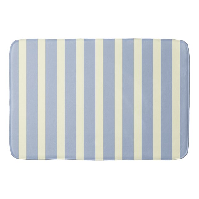 Blue white stripes bath mat (Front)